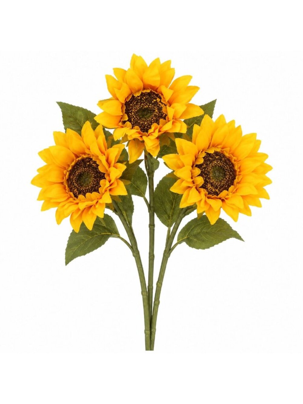 Yellow Artificial Sunflowers 3 Stem Bunch 17 Inch Faux Silk Flowers Farmhouse Fa